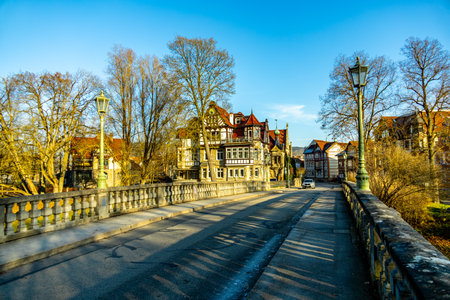 A short hike on the Extratour hiking trail around the small town of Meiningen in southern Thuringia - Germanyの写真素材