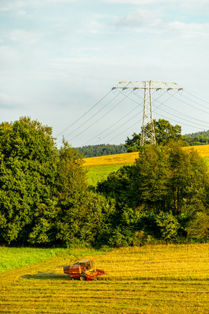 A short late summer hike through the half-timbered town of Schmalkalden in fine weatherの写真素材