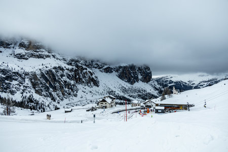 Up to the GrÃ¶dner Joch mountain pass between Wolkenstein and Corvar - South Tyrol - Italy