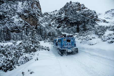 A walk through the deep snow in the South Tyrolean region at the Pederü mountain inn - South Tyrol...