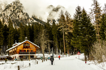 Hike up the Staller Sattel to the Austrian border near Antholz in the beautiful Antholz Valley - South Tyrol - Italyの写真素材