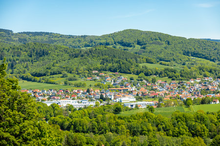 Early summer hike around the half-timbered town of Schmalkalden on the south-western slope of the Thuringian Forest - Thuringia - Germanyの写真素材