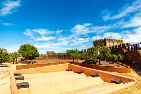 Visit to the former historical capital of the Algarve Silves on the Rio Arade with its imposing castle - Portugalの写真素材