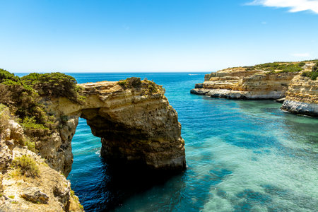 A short visit to the beach in Marinha Bay off the beautiful coast of the Algarve - Portugalの写真素材