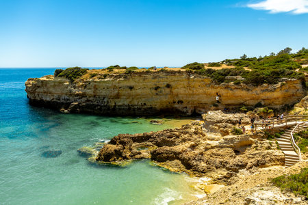 A short visit to the beach in Marinha Bay off the beautiful coast of the Algarve - Portugalの写真素材