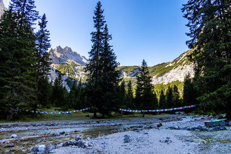 Mountain hike through the beautiful Bavarian Alps just outside Garmisch-Partenkirchen up to the...