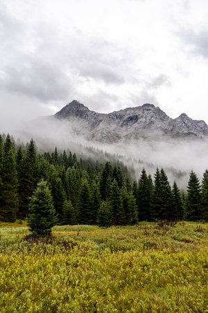 Mountain hike through the beautiful Bavarian Alps just outside Garmisch-Partenkirchen up to the Zugspitze - Bavaria - Germanyの写真素材