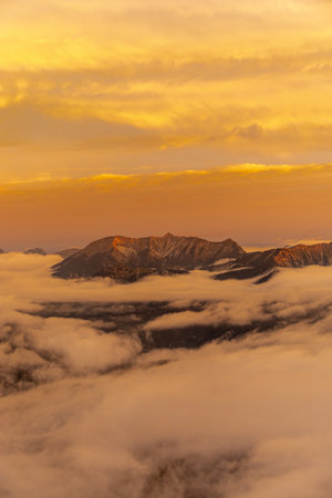 Mountain hike through the beautiful Bavarian Alps just outside Garmisch-Partenkirchen up to the Zugspitze - Bavaria - Germanyの写真素材