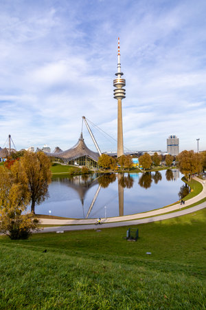 A stroll through the Bavarian capital on a sunny autumn day  Munich  Bavaria  Germanyの写真素材