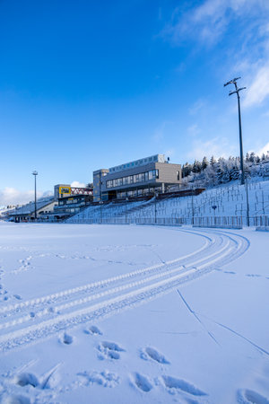 Winter wonderland in the Thuringian Forest in the winter sports resort of Oberhof am Rennsteig...