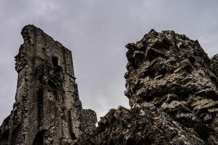 A view of the Dorset coast from the top of a hill, taken Spring 2015.の写真素材