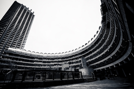 Part of the brutalist Barbican complex taken winter 2014のeditorial素材