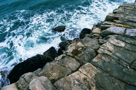 Looking over a cliff edge on the Dorset coastline, taken early 2015の写真素材