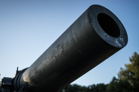 A coastal gun on top of the hill at Barcelona.の写真素材