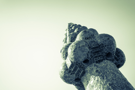 A sculpture on a roof in Barcelona.の写真素材