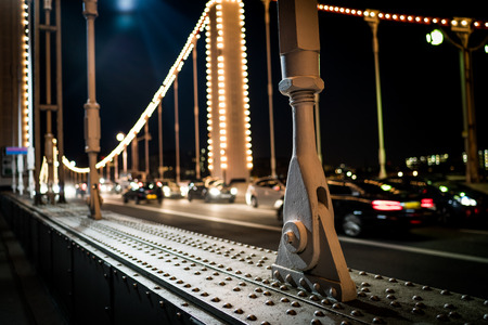 A pillar on Chelsea bridge at night.の写真素材