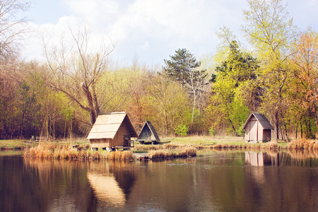 Lodges on the shore of lake