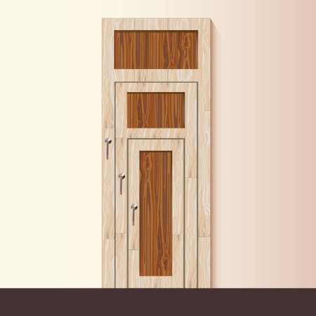 Design of wooden door for advertising in vectorのイラスト素材