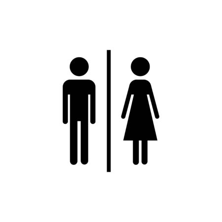 Toilet icon vector isolated on white background. Toilet sign. Man and woman restroom sign vector. Male and female iconのイラスト素材