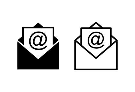 Mail icons set on white background. E-mail icon. Envelope illustration. Messageのイラスト素材
