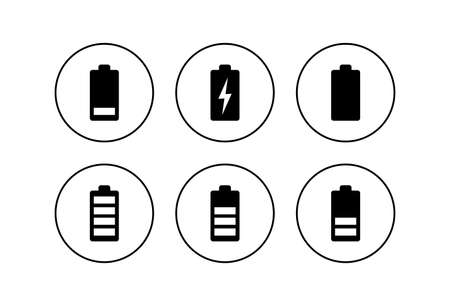 battery icons set. Battery vector iconのイラスト素材