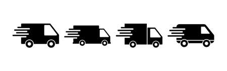 Delivery Icons set. Fast Delivery Icon. Fast shipping delivery truck. Truck icon deliveryのイラスト素材