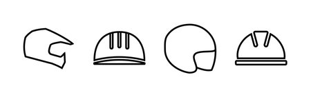 Helmet icons set. Motorcycle helmets. Racing helmet. construction helmet icon. Safety helmetのイラスト素材
