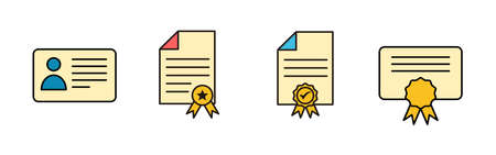 License icons set. Approved or Certified Medal Iconのイラスト素材