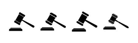 Gavel icons set. Hammer icon vector. Judge Gavel Auction Icon Vector. Bidのイラスト素材
