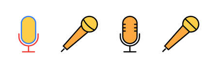Microphone Icons set. Mic sign. Karaoke microphone icon. Broadcast mic signのイラスト素材