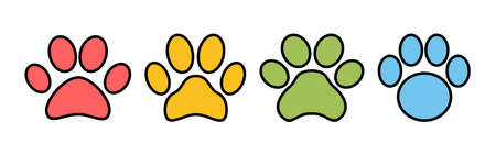 Paw icons set. Paw Print iconのイラスト素材