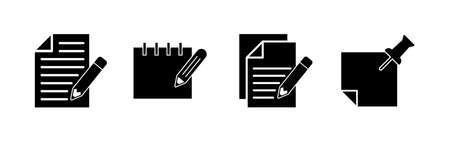 Note icons set. Taking note icon vector. Edit line icon. Document write. Content writingのイラスト素材