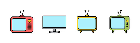 TV vector icons set. Television iconのイラスト素材
