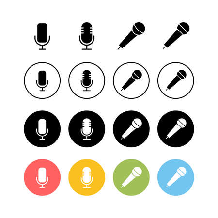 Set of Microphone Icons . Mic sign. Karaoke microphone icon. Broadcast mic signのイラスト素材