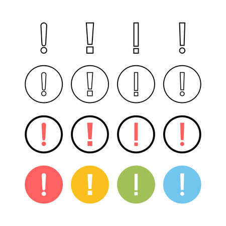 Set of Exclamation danger sign vector icon. attention sign icon. Hazard warning attention sign. icon alert. Riskのイラスト素材
