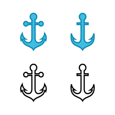set of Anchor icons. Anchor symbol logo. Anchor marine icon.