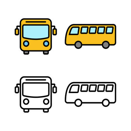 set of Bus Icons. Bus vector icon. Public transport symbol.のイラスト素材