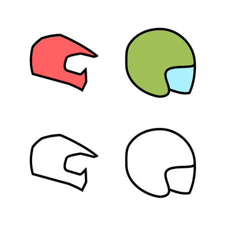 set of Helmet icons. Motorcycle helmets. Racing helmet. construction helmet icon. Safety helmetのイラスト素材