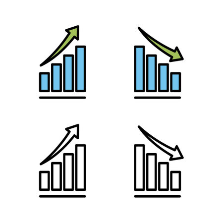 set of Growing graph Icons. Chart icon. Graph Icon vectorのイラスト素材