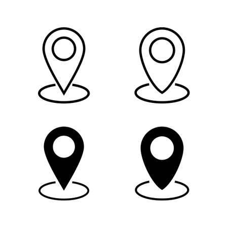 Set of Pin icons. Location icon. Map pointer icon. Point. Locator. Addressのイラスト素材