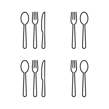 Set of Restaurant icons. Fork, Spoon, and Knife icon. food icon. Eatのイラスト素材