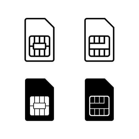 Set of Sim card icons vector. Mobile slot icon. Mobile cellular phone sim card chip. Dual simのイラスト素材