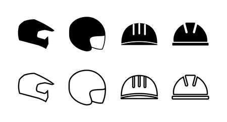set of Helmet icons. Motorcycle helmets. Racing helmet. construction helmet icon. Safety helmetのイラスト素材