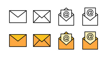 Set of Mail icons. E-mail icon. Envelope illustration. Messageのイラスト素材