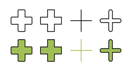 Set of Plus Icons. Add plus icon. Addition sign. Medical Plus iconのイラスト素材