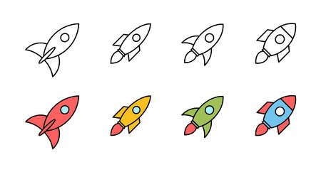 Set of Rocket vector icons. Start Up Concept Symbol. Startup iconのイラスト素材