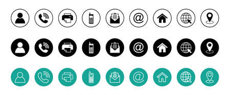 Web icon set. Business card contact information icon. Contact us icon setのイラスト素材