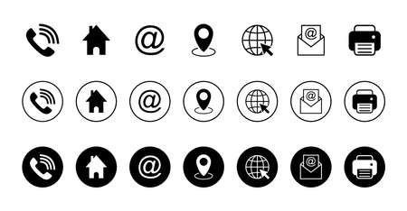 Web icon set. Business card contact information icon. Contact us icon setのイラスト素材