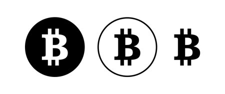 Bitcoin sign icons set. Crypto currency symbol. Blockchain. Cryptocurrencyのイラスト素材