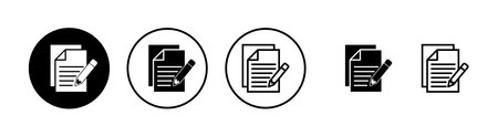 Note icons set. Taking note icon vector. Edit line icon. Document write. Content writingのイラスト素材